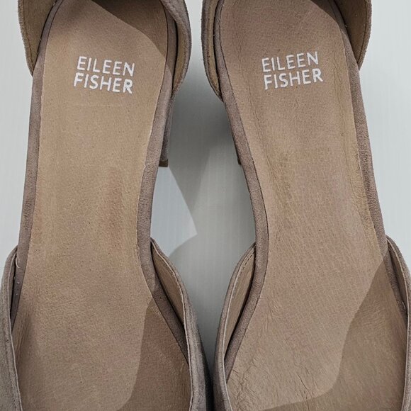 Eileen Fisher Veery Heel Pump Ankle Strap Zip Earth Tan Suede Size 8 NEW - Picture 9 of 16